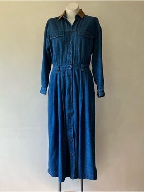 Eddie Bauer | Vintage 90s Denim 100% Cotton Midi Dress